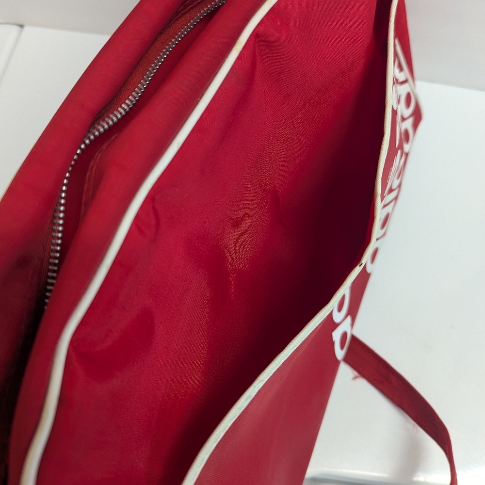 Vintage Adidas Red Shoulder Bag Small Tote Nylon Damaged - Picture 2 of 12